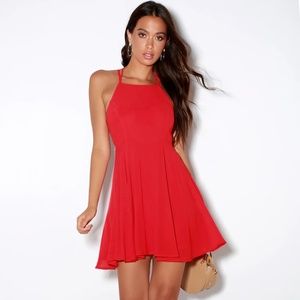 Lulus Red Lace-Up Dress